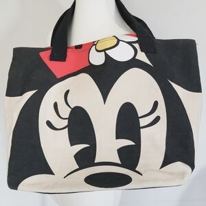 Mickey And Minnie Mouse The Disney Store Canvas Large Tote Lined